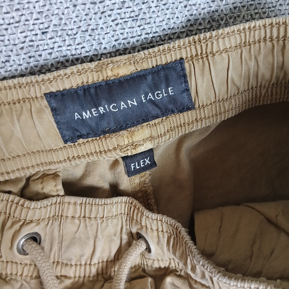 American Eagle Flex Shorts Mens XS Tan Excellent Drawstring Khaki Chino - Picture 3 of 4
